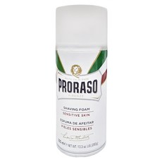 PRORASO 敏感肌刮鬍泡 白標 植萃綠茶, 含燕麥, 舒緩刮鬍敏感, 300ml, 1瓶