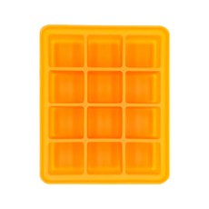 BABY JOY 鉑金矽膠副食品製冰盒 12格, 韓國原裝 頂級100%鉑金矽膠，可堆疊好收納, 橘色, 25ml, 1個