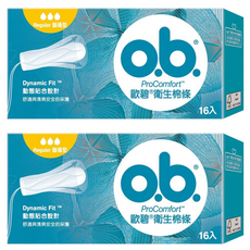o.b. 歐碧 衛生棉條, 普通型, 16個, 2盒