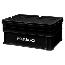 FAmILyLIFE 生活 粗曠風可疊加耐重收納箱 + 上蓋, 曜石黑, 1個