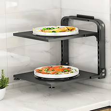 下水槽櫥櫃 可掛式 鍋具收納架 鐵製廚房置物架, 黑色, 2層, 1個