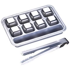 316不鏽鋼冰塊套組, 8顆入, 附冰塊夾, 不融化不稀釋, 1組