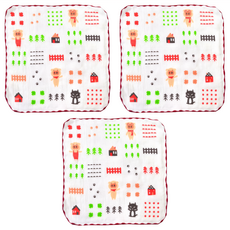 Peilou 貝柔 抑菌紗布小方巾 三隻小豬 100%純棉 嬰幼兒與敏感肌膚適用 顏色隨機 3入, 26 x 26cm, 款式隨機