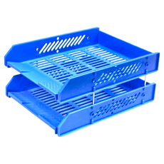 LONG HO 龍和文具 公文架 DR 421-B BH550 A4 尺寸:33.5x25.8x6cm, 藍色, 2層