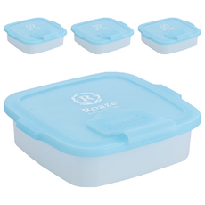 Roaze 柔仕 矽膠抽取盒, 附乾濕兩用嬰兒紗布毛巾*2, 加贈附掛扣帶, 雙重鎖水結構, 食品容器材質, 藍色, 4個
