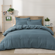 Ishur 伊舒爾 柔絲棉素色薄被套, 4.5尺x6.5尺 石青藍 單人