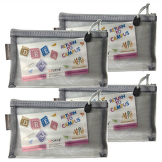 MXS 明興盛 簡約雙層網紗筆袋 灰色/白色/黑色 優質尼龍網紗材質 (單層)20.5x12.5cm 21x14cm, 4個