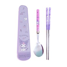 LiLFANT 輕巧真空不鏽鋼餐具組, 庫洛米, 筷子 + 湯匙 + 餐具盒, 1組