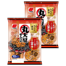 Sanko 三幸製菓 丸大豆黑豆仙貝 旨口醬油風味 10片, 125g, 2包
