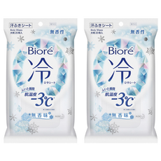 Biore 蜜妮 爽身粉濕巾 涼感3°C 無香, 1入, 2包