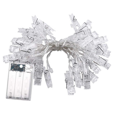 摩達客 LED 夾子燈造型電池燈 總燈數20燈 全長尺寸3m 暖白光+透明線, 1條