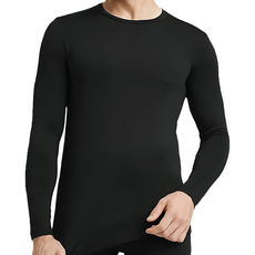 男款 遠紅外線石墨烯發熱衣, 100%聚酯纖維(遠紅外線發熱紗), 台灣產, L, 黑色