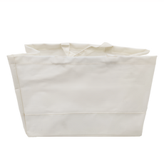 SHIMOYAMA 亞麻風可折疊手提購物袋 收納袋 37 x 19 x 26cm, 1個, 白色