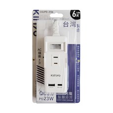 Kinyo 一開三插PD延長線 2孔, 1.8m, CGUPD-2136, 1個