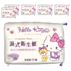 Hello Kitty 凱蒂貓 濕式衛生紙, 1入, 6包