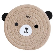 藤編隔熱墊 卡其小熊 12cm 棉繩, 1組