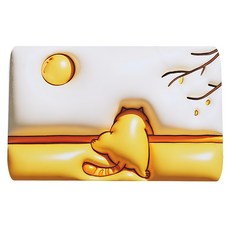 西格傢飾 3D立體視覺軟硅藻土吸水防滑地墊 爬牆喵 底部橡膠防滑, 60 x 40cm