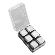 咪咪購物 304不鏽鋼冰塊組 (附贈盒子) 威士忌冰塊 冰鎮飲品, 6入