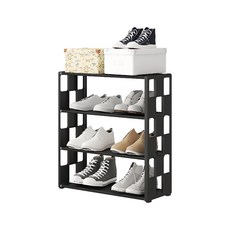 HOUDER 拍平方 四層方格鞋架 布款 45.5 x 18.5 x 49.8cm, 黑色, 1個