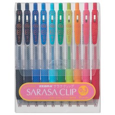 ZEBRA 斑馬牌 SARASA Clip 原子筆套裝, 10 色 0.3毫米, 多色, 1組