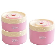 Couselect 可微波爐加熱陶瓷飯盒 115 x 115 x 215mm 300ml 2個 + 450ml 附保溫袋, 活力粉, 1組