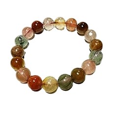 養慧軒 超優質 五行髮晶圓珠手鍊 天然寶石, 直徑10mm, Multi-color, 1個