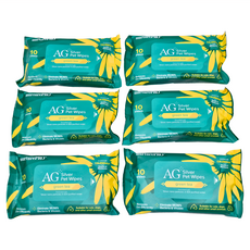 Nurture PRO 天然密碼 銀離子寵物濕紙巾 綠茶, 10張, 6包