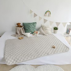 PRIELLE 兒童棉質防水床套, 正反面聚酯纖維, L 100*150cm, 米色, 1個