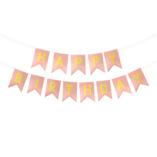 橫幅生日燕尾旗, 1套, 玫瑰金