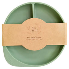 By Lille Vilde 矽膠分隔餐盤, 吸盤式, 100%食品級矽膠, 耐熱-40°C~230°C, 18 x 18 x 3cm, 草綠, 1個