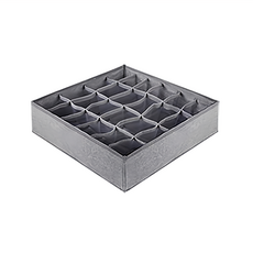 E.dot 加厚抽屜貼身衣物分格收納盒 收納袋 24格 32.5 x 32.5 x 10cm, 灰色, 1個