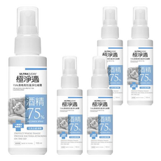 ULTRACLEAN 極淨適 75%酒精高防護淨化噴霧，GMP認證，台灣製造, 100ml, 5瓶