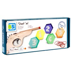 BS Toys 誰是神槍手 數字標靶套裝, 木製玩具槍, 25條橡皮筋, 1盒, Multicolor