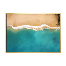 綠色薄荷海灘風景掛畫, 金色
