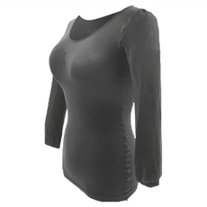 GIAT 吉亞特 石墨烯彈力女保暖發熱衣 台灣製造 女著長袖款, Free(胸圍30~38吋 腰圍22~42吋), 墨黑色