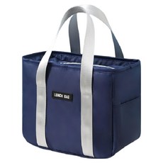 iSFun 日式恬淡 大容量手提保冷保溫便當包, 藍色, 1個