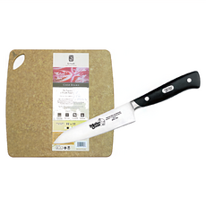 SAGE 無菌木砧板 實用型 + MotherGoose 鵝媽媽 鉬釩剛水果刀 K-301, 砧板 30 x 30cm + 水果刀 120g 22.8cm, 1套