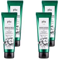 plu 身體去角質霜 Cotton Blossom, 3合1去角質, 滋潤和亮膚效果, 200g, 4條