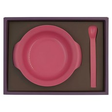 SIMPLA 玉米田 嬰童淺碗 + 匙組 優質BABY-給食用 PLA環保無毒, 紅色, 餵食匙14.9 x 2 x 0.8cm + 淺碗260ml, 1組