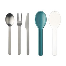 MEPAL 隨行餐具三件組 - 304不鏽鋼刀叉匙,附外盒, 湖水綠, 餐匙 + 餐叉 + 餐刀 + 外盒, 1組