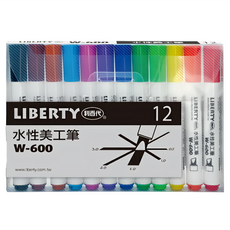 LIBERTY 利百代 水性美工筆組 W-600，12色, 1組