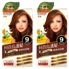 Roudye 柔蝶 何首烏護髮染髮霜 草本護髮 添加小麥蛋白護髮素, 9號 咖啡金銅, 2盒