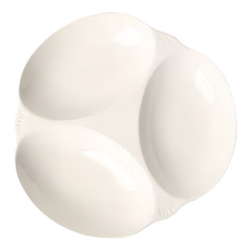 L.loom 恐龍蛋造型三格盤 陶瓷分格餐盤 263mm x 255mm, 白色, 1個