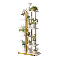 AOTTO 創意傢俱 簡約風鐵藝多層展示花架 (FT-051X) 金色, 117*26*4cm, 1個