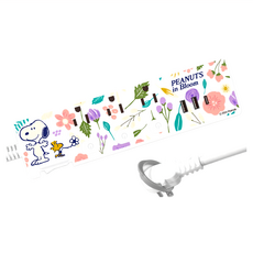 PEANUTS 史努比 PD快充 37W 按壓式4開3插平貼式延長線 454g, 1.8m, 花園日記, 1條