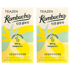 TEAZEN 康普茶沖泡飲 鳳梨口味 含12種活性乳酸菌 0糖低熱量 50g, 5g, 10條, 2盒