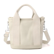 Lulubag 女用方形帆布環保袋 + 配件組, 環保袋 象牙色 + 組件 款式隨機