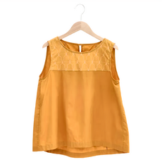 in Blooom 印花樂 拼接無袖背心上衣 S-M 鐵花窗4號/甜柿橘黃