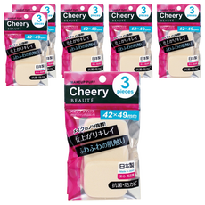 ISHIHARA 石原商店 櫻桃肌粉餅撲 Set 3入, 乾擦濕擦兩用, 妝容服貼, 抗菌防黴, 角型, 6包