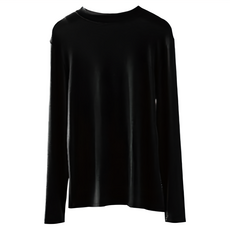 Amica 女款輕奢甜美圓領羊絨蛋白內搭, F, 柔黑色